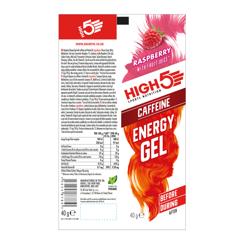High5 HIGH5 EnergyGel Koffein Bringebær Corner Sport 5