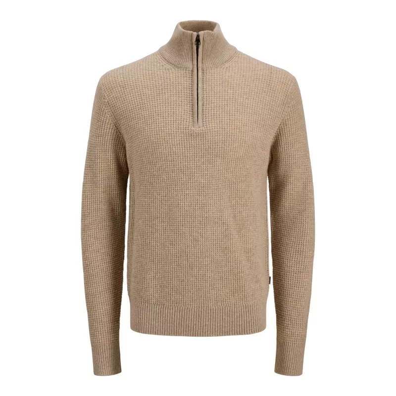 Jack & Jones JACK & JONES JAULAMBSWOOL KNIT WAFFLE HALF ZIP
